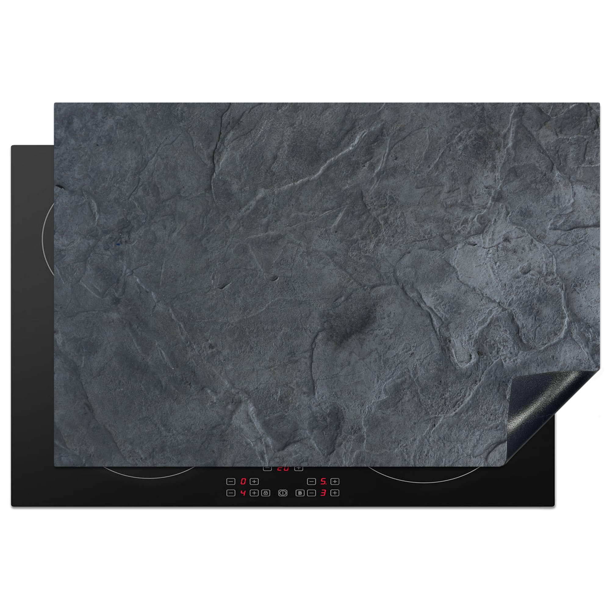KitchenYeah© Induction Hob Cover Protector Mat 20.1"x30.3" / 77x51 cm Kitchen Universal Ceramic Covers for Electric Cookers Vinyl Grey - Concrete - Slate - Texture - Retro