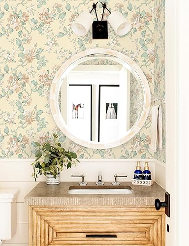 Miniatura 5 de Feisoon Papel tapiz floral azul para despegar y pegar, papel tapiz autoadhesivo de 16.14 x 78.7 pulgadas, papel de contacto de hojas marrones,