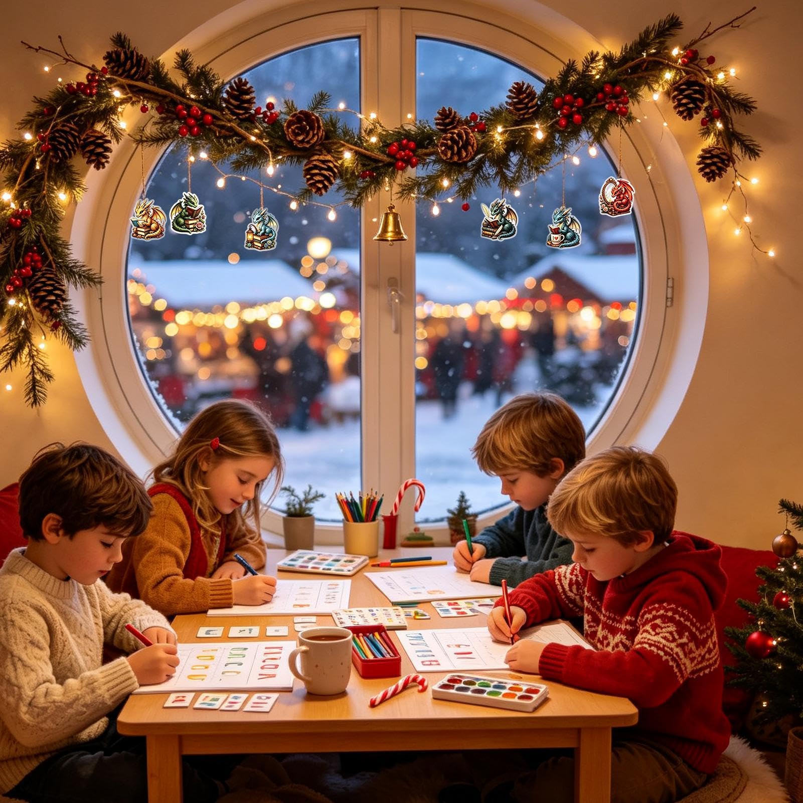 Calendrier de Noël compte à rebours 2D en acrylique avec pendentif en forme