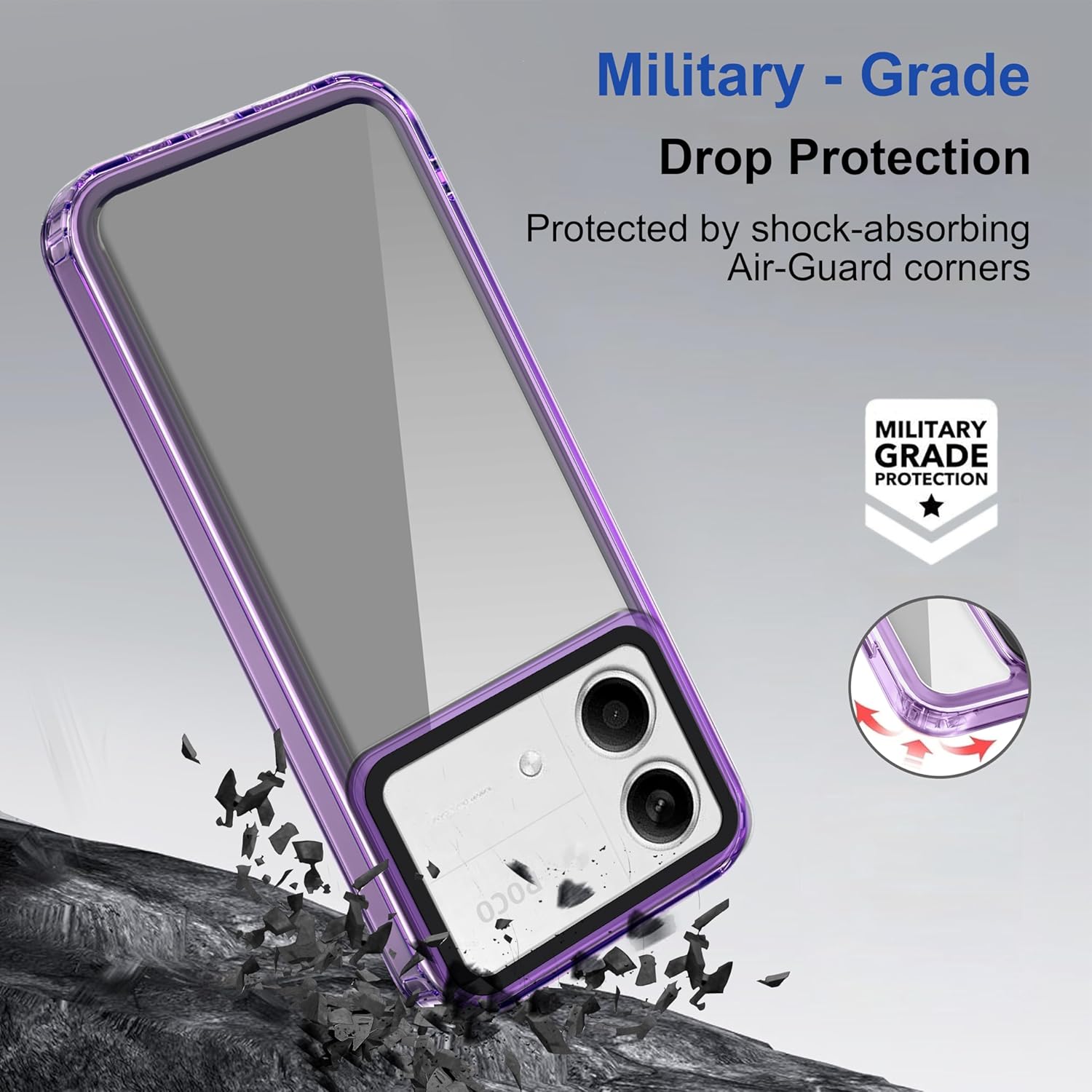 amazon basics Back Case Cover for Poco X6 Neo 5G (Polycarbonate, Thermoplastic Polyurethane_Translucent Purple) offers donot miss