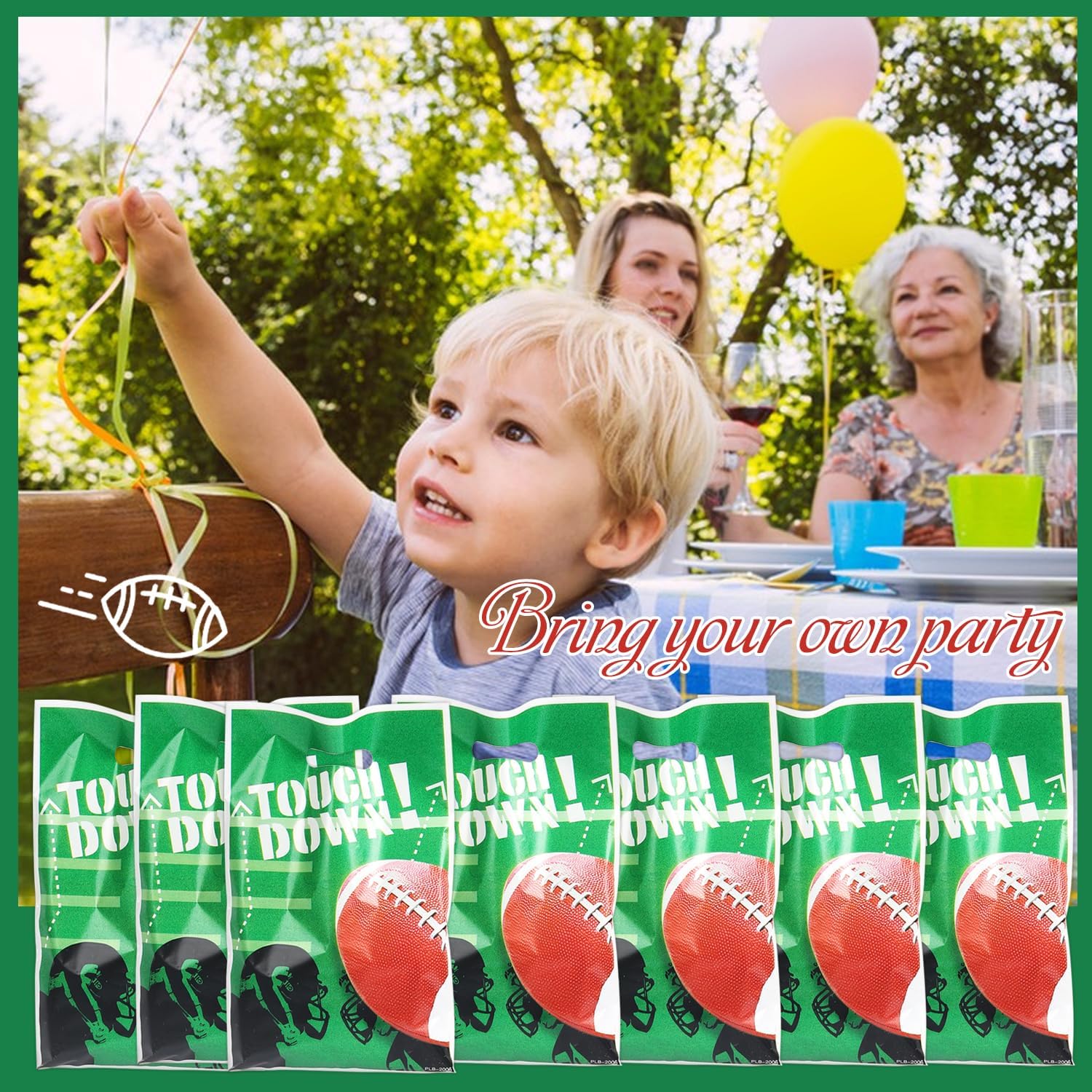 SUNAI 30 PCS Football Party Favors Goodie Bags - 6.5 * 9.8 Inch Snack Treat Bag for Football Themed Birthday Party Supplies, Events Celebrations, Green - Image 4