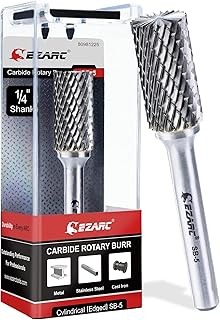 EZARC SB-5 Hartmetall Frässtifte mit 1/4-Zoll(6mm)-Schaft – Doppelschnitt Drehfeile Zylinderendschnitt, Schneidefräser, Schneidefräser, Schneideisen für Stahlmetallbearbeitung, Polieren und Gravieren…