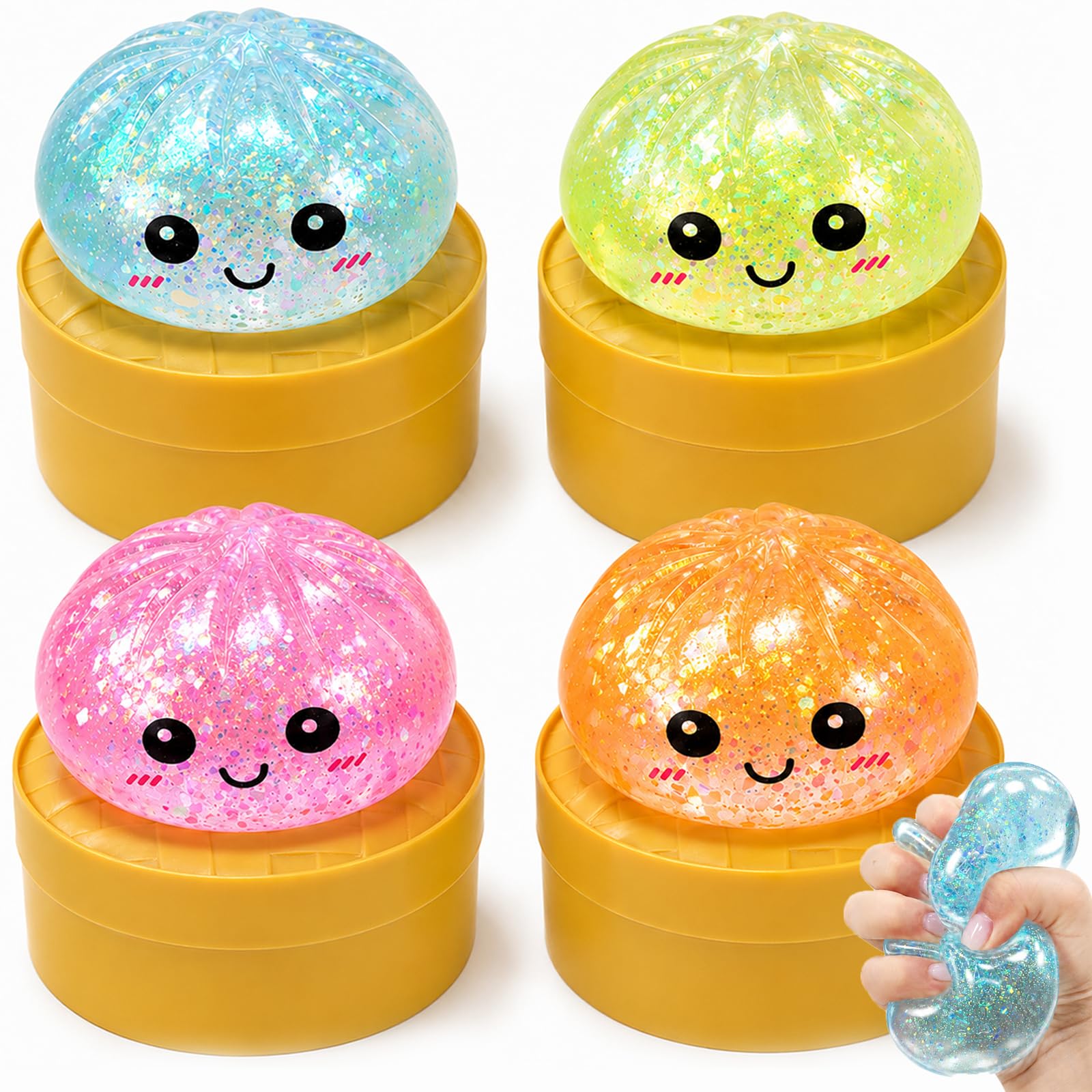 Bola Anti Estrés Con Purpurina – Juguete Sensorial Realista Para Niños Y Adultos, Lindo Peluche De Vapor Para Relajarse En Casa, Oficina O Escuela, Regalo Divertido (Blanco)
