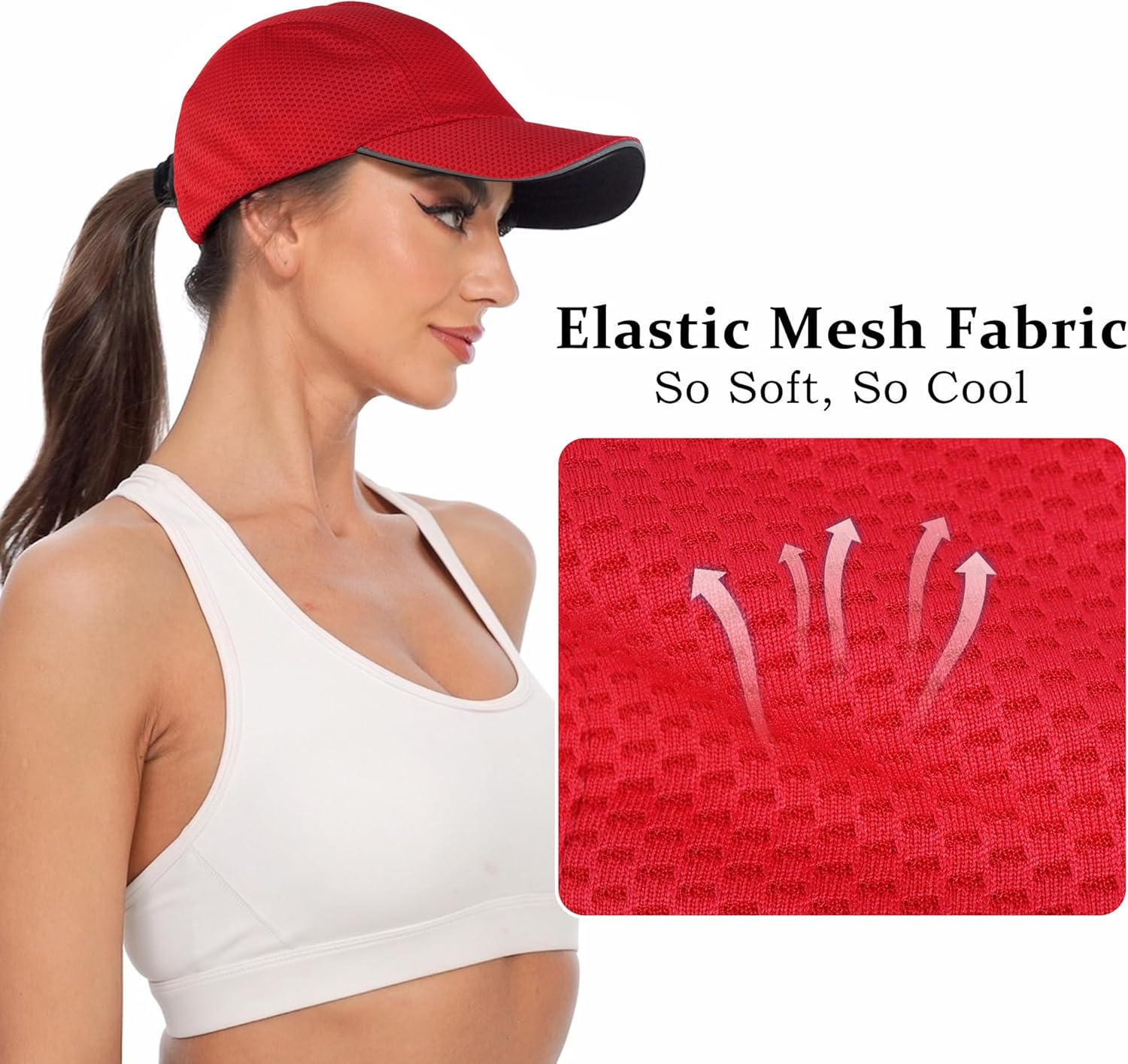 GADIEMKENSD Women's Race Day Running Cap Performance Mesh Hat - Excellent Ventilation, Lightweight, Reflective Safety - Image 2