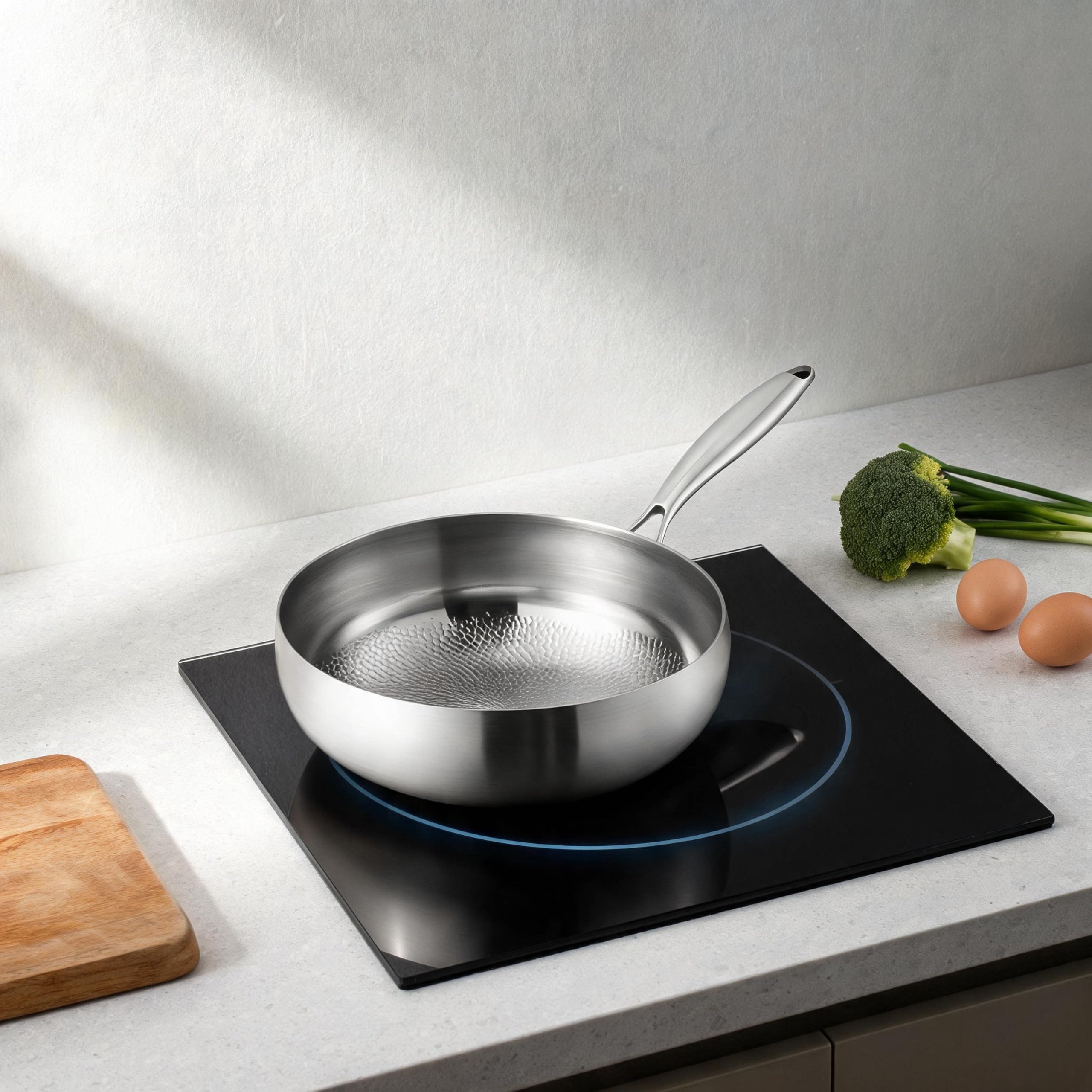 Wok Martilleado 24cm para acero Inoxidable Base 5 para capas(26)