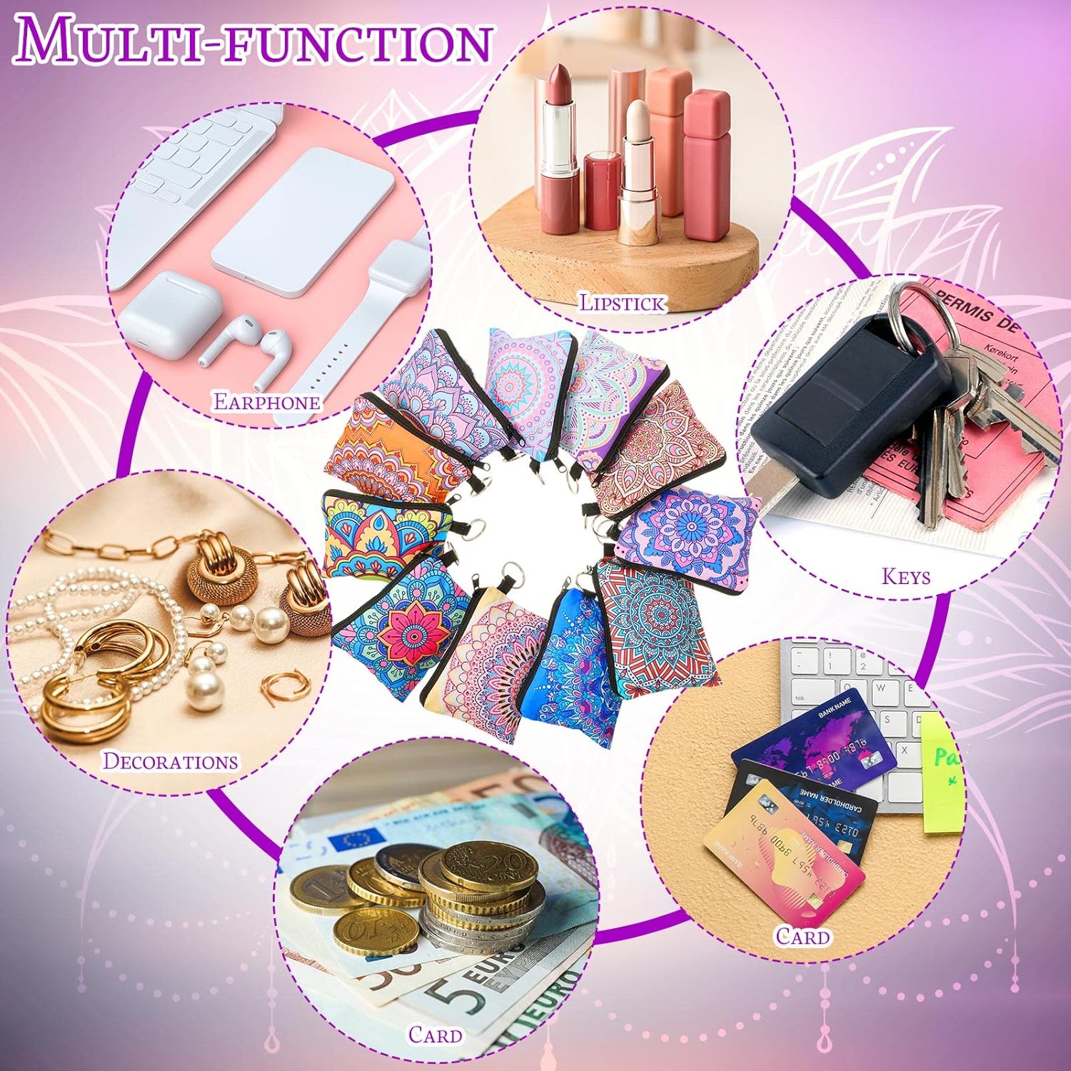 Sweetude 15 Pieces Small Coin Purse Change Pouch Mini Wallet Bag with Zipper Key Holder for Women (Leopard Print) - Image 3