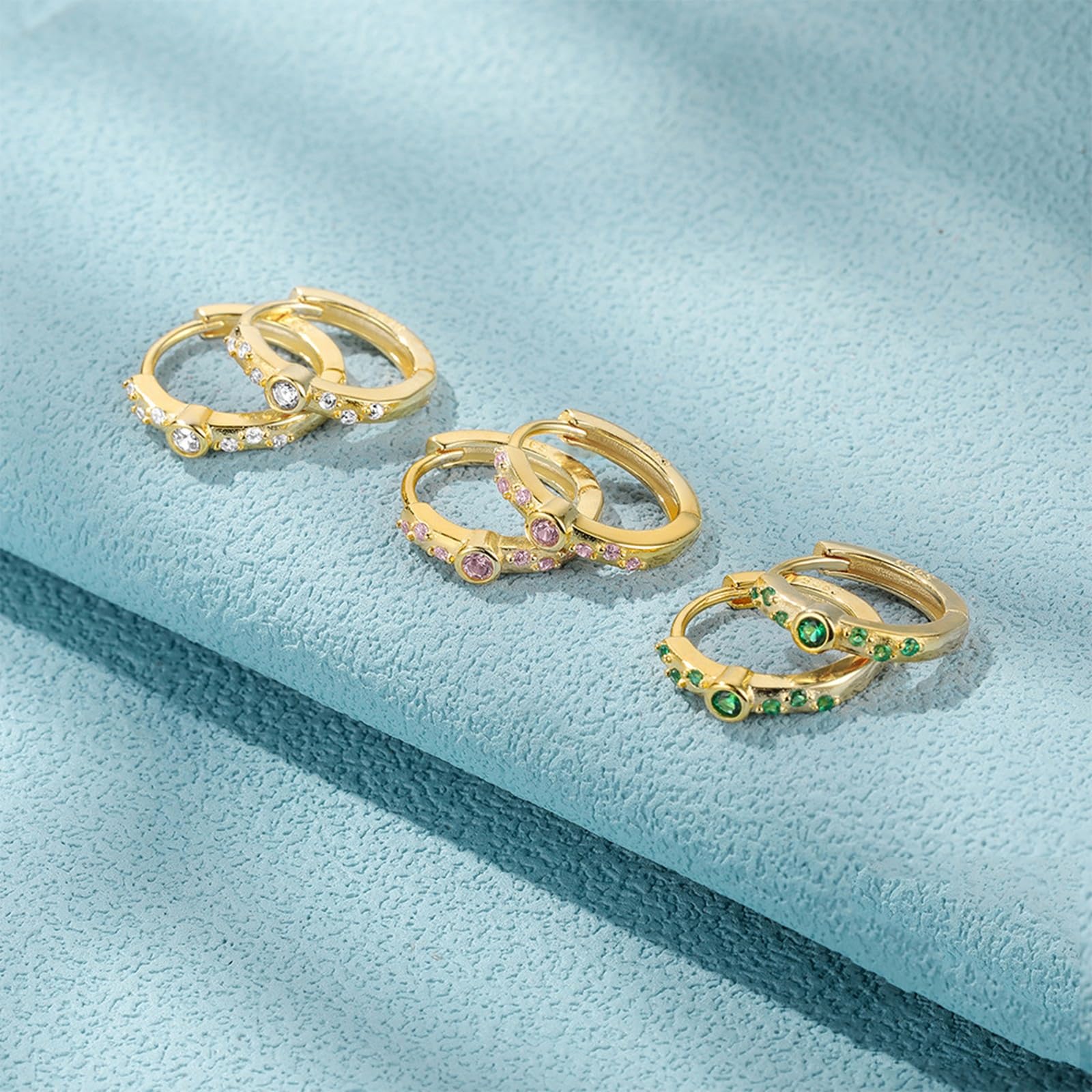 Orecchini Argento 925 Donna Zircone Intarsiato Oro Orecchini Da Donna A Cerchio