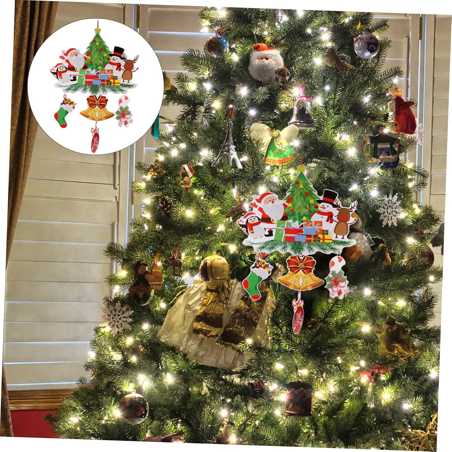 Cabilock 2pcs Santa Claus Snowman Bell Hanging Ornaments for Christmas Cute Cartoon Decorations for Home Charming Holiday Accents