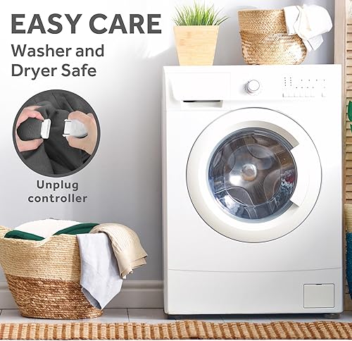 Miniatura 9 de Sunbeam Royal Mink Sherpa Admiral Blue - Manta personal con calefacción, acogedora y cálida, ajustes de calor ajustables