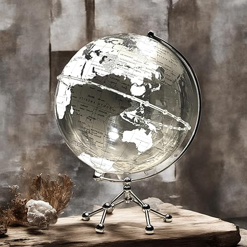 Miniatura 5 de Generic Lámpara de escritorio Silver Earth Globe con interruptor táctil, 9.8 in, luz blanca cálida