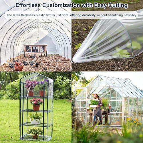 Miniatura 6 de Lámina de plástico para invernadero, 6 mil de grosor, película de plástico transparente para invernaderos, cubierta de plástico para invernaderos,