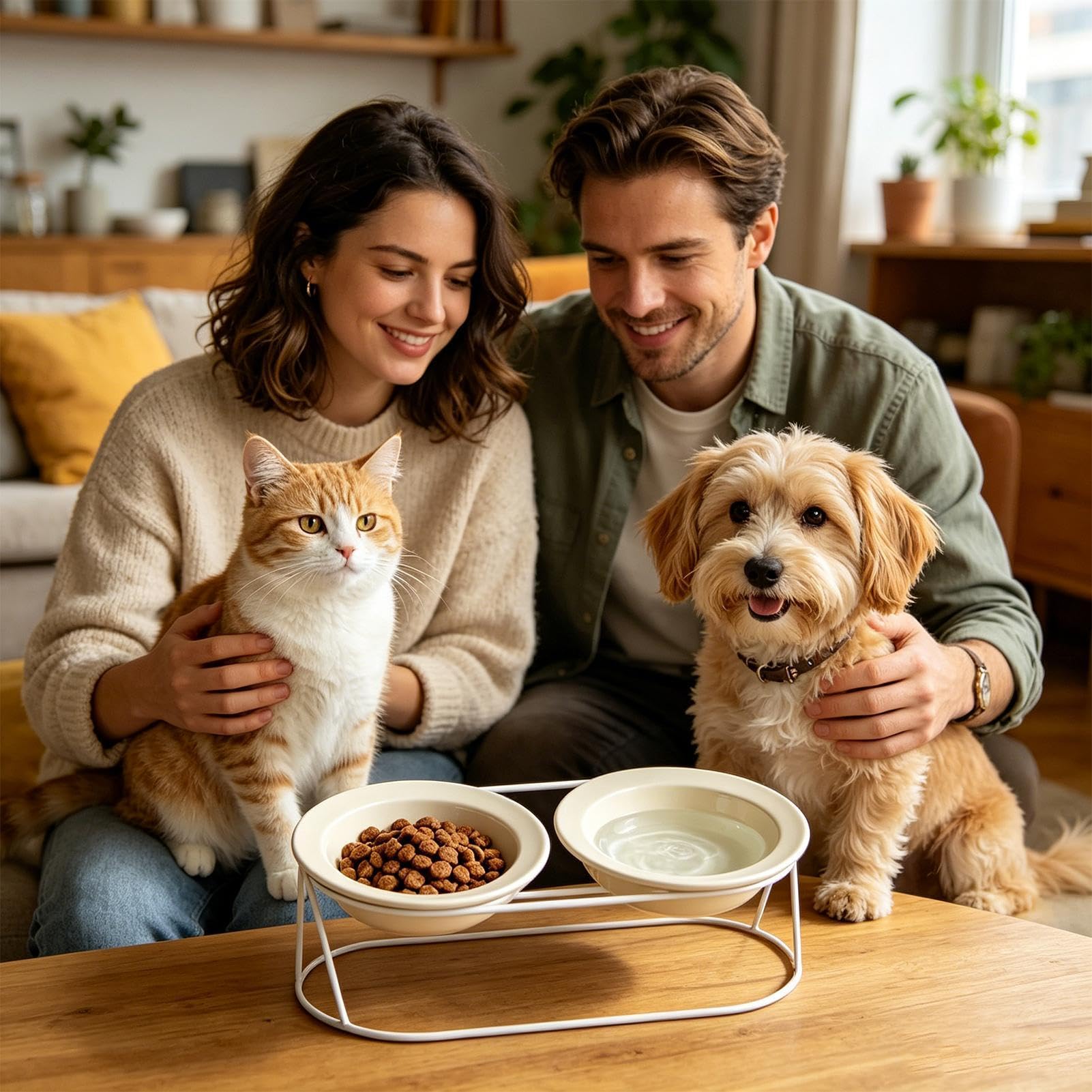 Gamelles Surélevées pour Chat Distributeur de Anti-Basculement