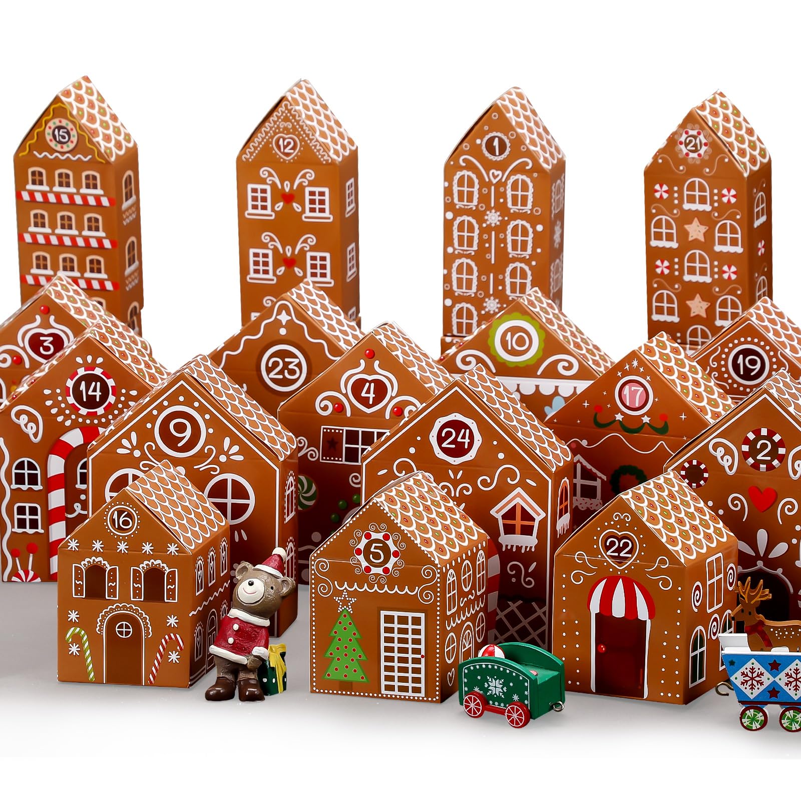 Photo 1 of Fuutreo 25 Pcs Christmas Advent Calendar Boxes Cardboard 24 Days Advent Countdown Gift Boxes Empty Number House Shaped Gift Boxes for Kids Family Xmas Holiday Decorations Gifts (Gingerbread House)