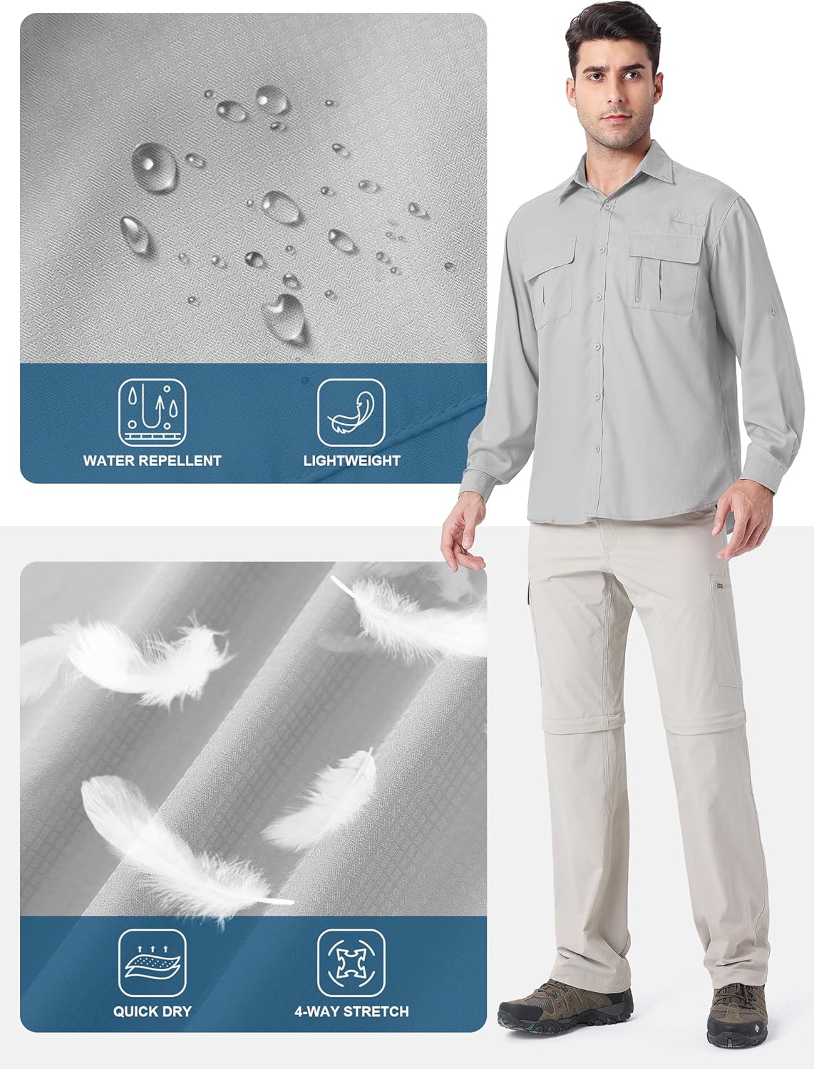 Safari Shirts for Men for Africa UV Sun Protection Lightweight Quick Dry Moisture Wicking for Hiking Fishing Travel Outdoor - Image 5