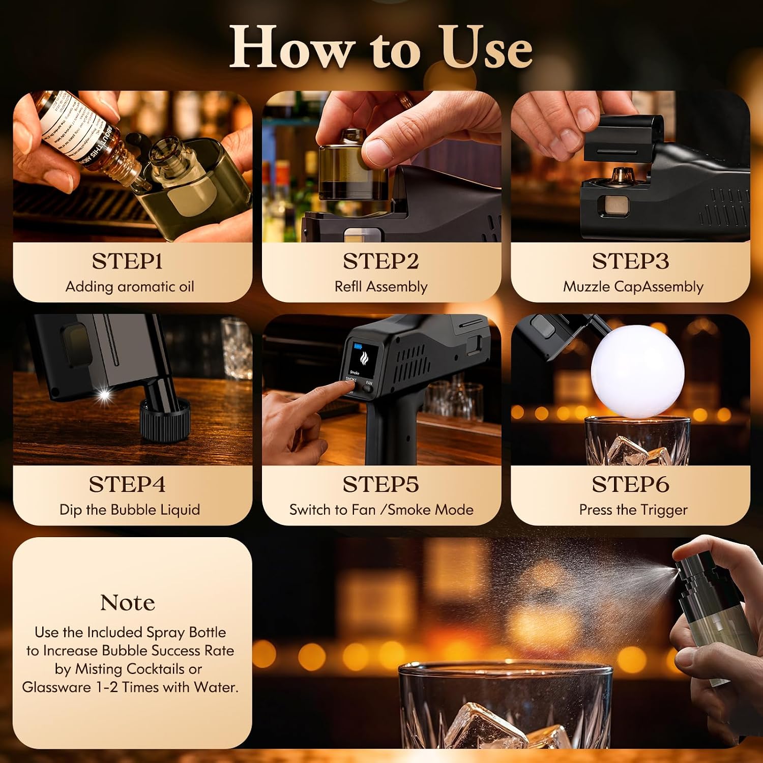Electric Cocktail Smoke Gun - 4 Oils, Whiskey Smoker, Gift for Men image 5