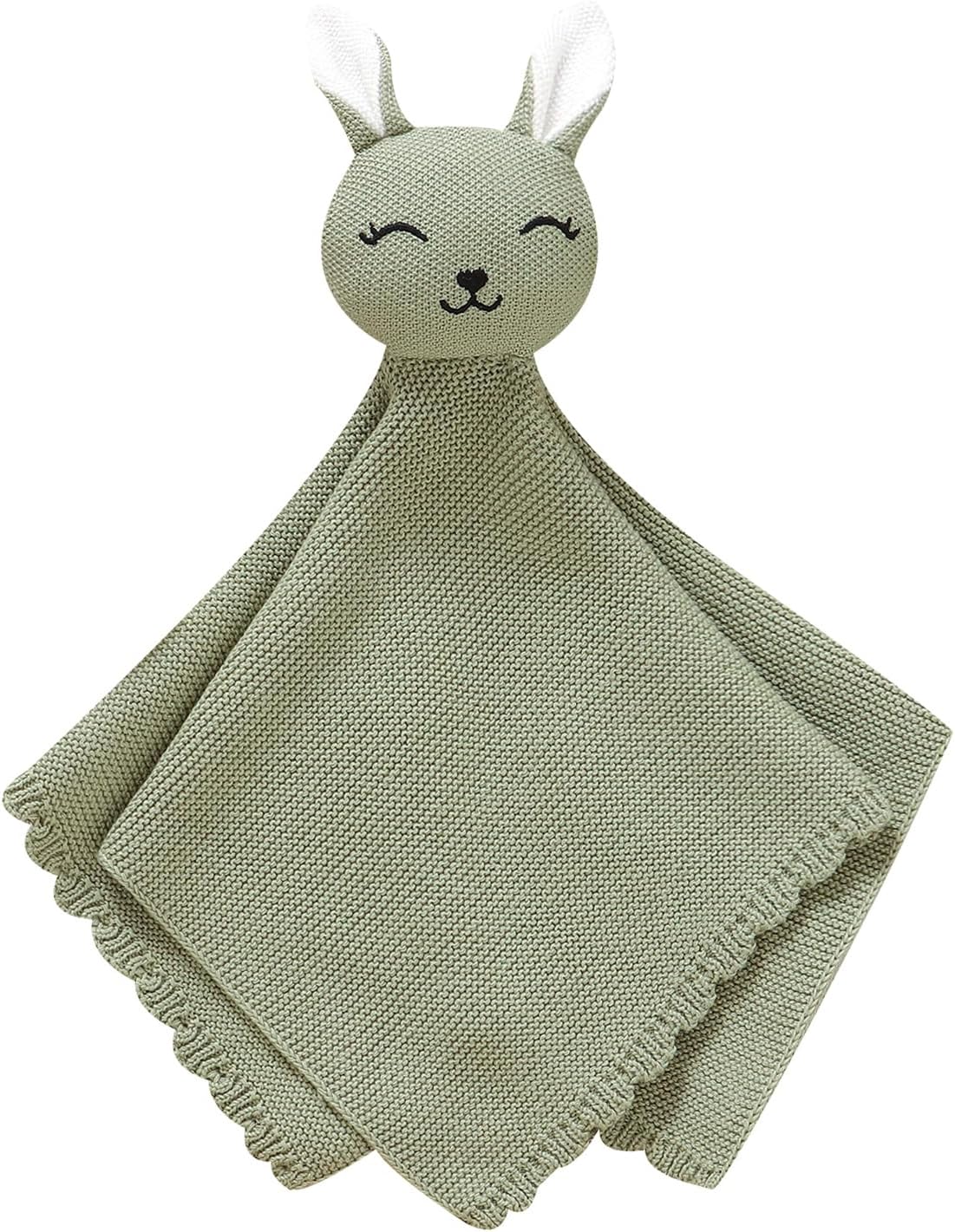 LAWKUL Bunny Lovey Baby Blanket Soft Cuddly Security Blanket Knit Snuggle Comfort for Newborns Toddler Boy Girl Camel 16x16in