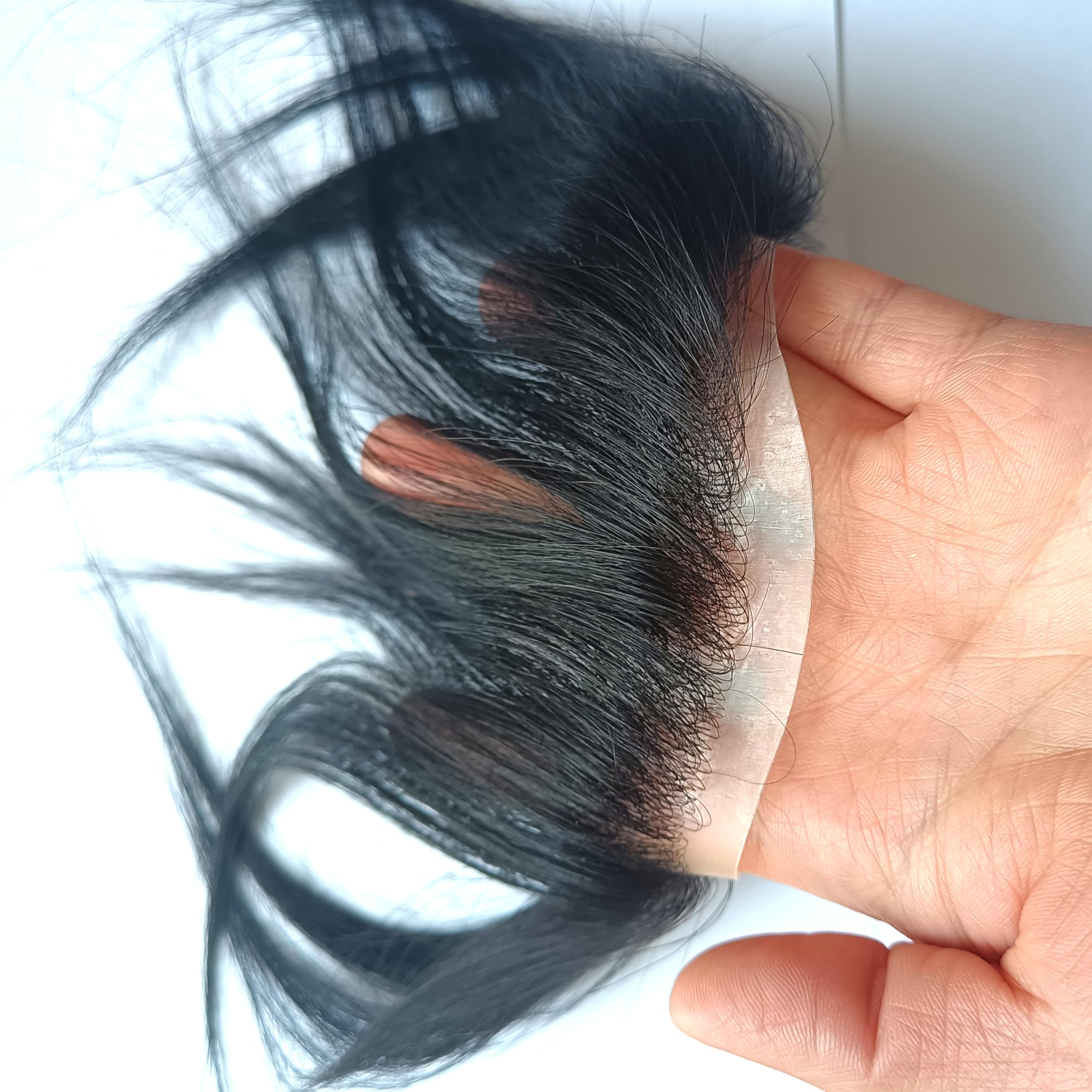SeraphicWig Men Forehead Silky Straight Natural Hairline Toupee Human Hair Lace Front Hair Extensions For Mens Top PU lace for Men Lace Size 2X16cm Natural Color - Image 3