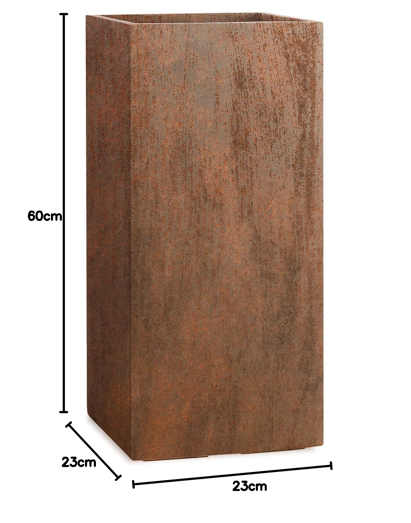 Pflanzwerk® Pot de Fleur Tower Jardinière Brun Roux 60x28x28cm *Résistant au Gel* *Protection UV* *Qualité européenne*