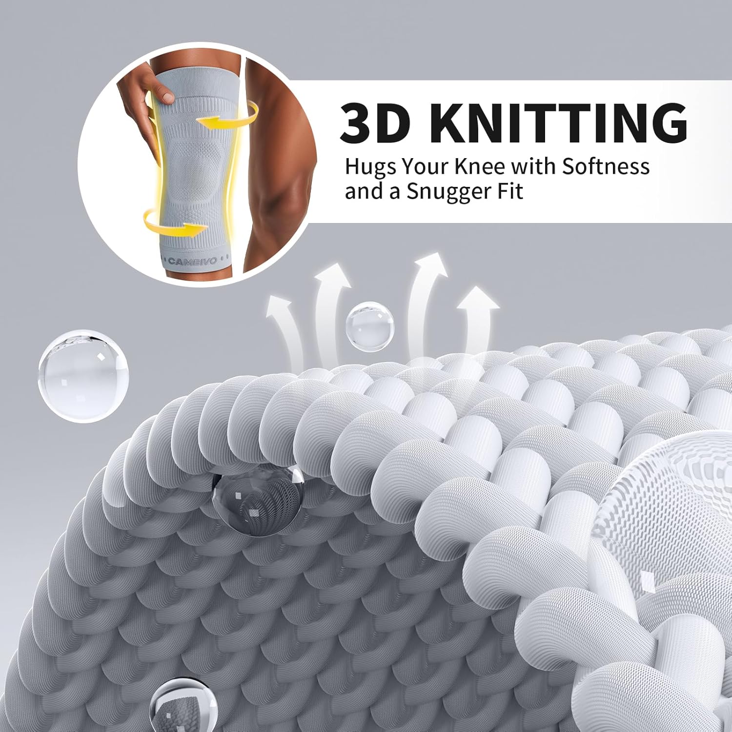 CAMBIVO Elite Motion Series Knee Brace for Women and Men (2 Pack), Ultra-Thin Lightweight Knee Compression Sleeve with Reflective Design for Pain Relief, Running, Workouts, Daily Use (Gray, Large) - Image 6