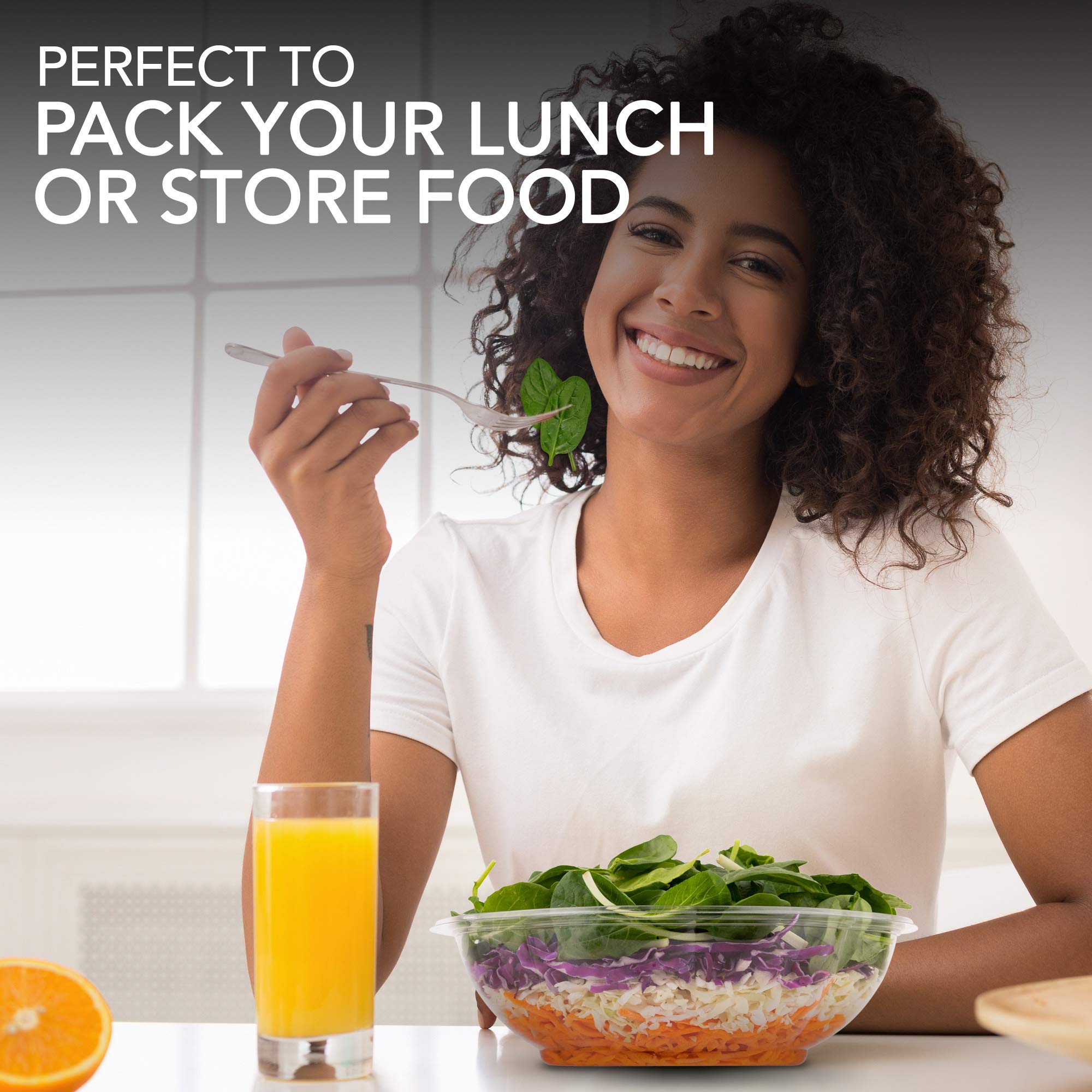 Plastic Salad Bowls with Lids (10 Count) 64 oz. Disposable Serving