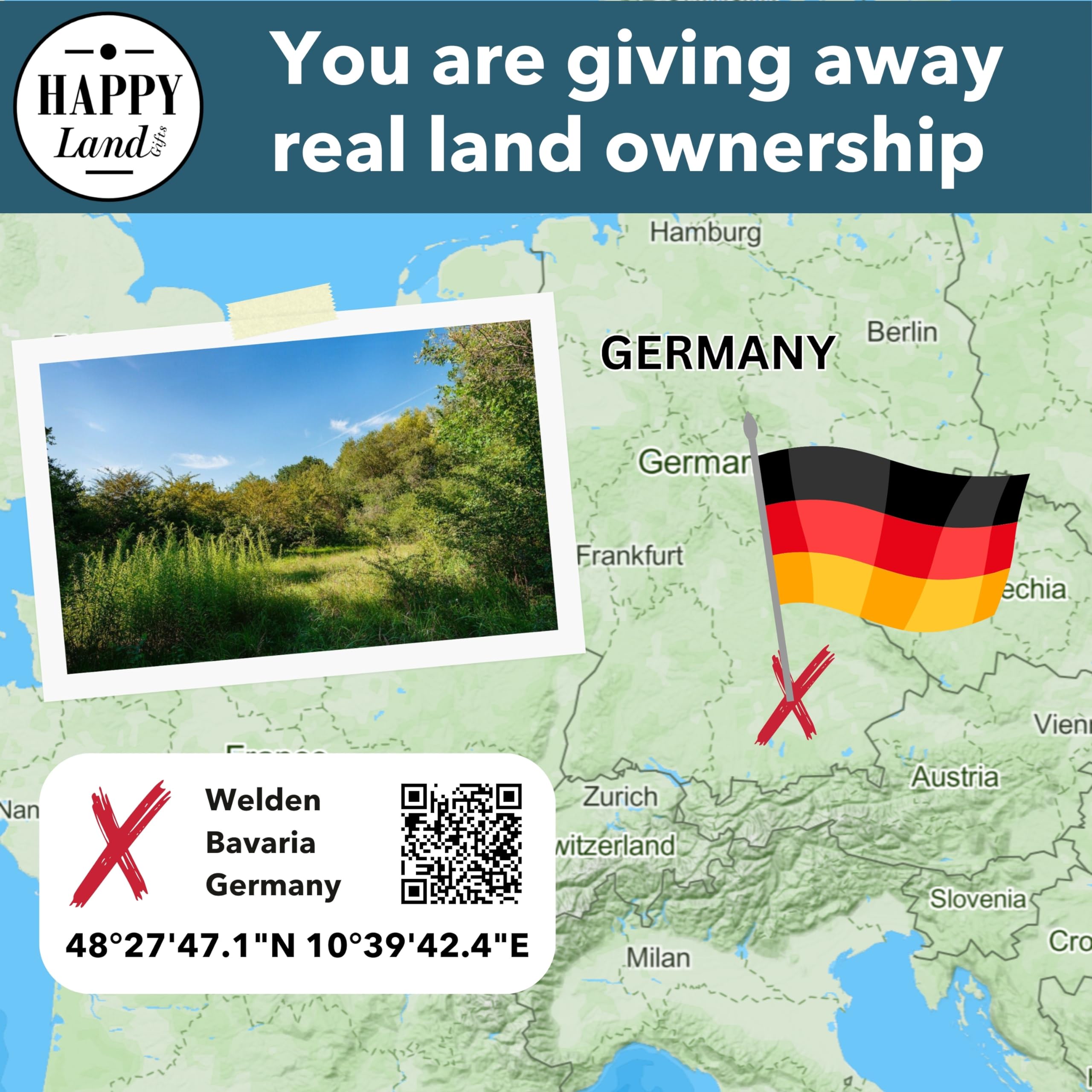 German Gifts for Women an Men | Real Piece of Germany | Highly Unique German Themed Gifts - Blank Certificate to Write in The Name of Your Choice | Berlin Gift Ideas | German Christmas Gift