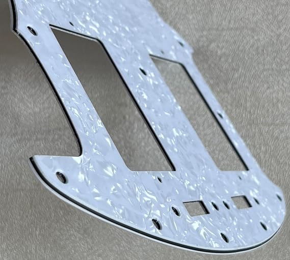 Pick Guard For Fender Mustang With PAF Humbucker Style Guitar Pickguard Scratch Plate (4-Ply White Pearl)