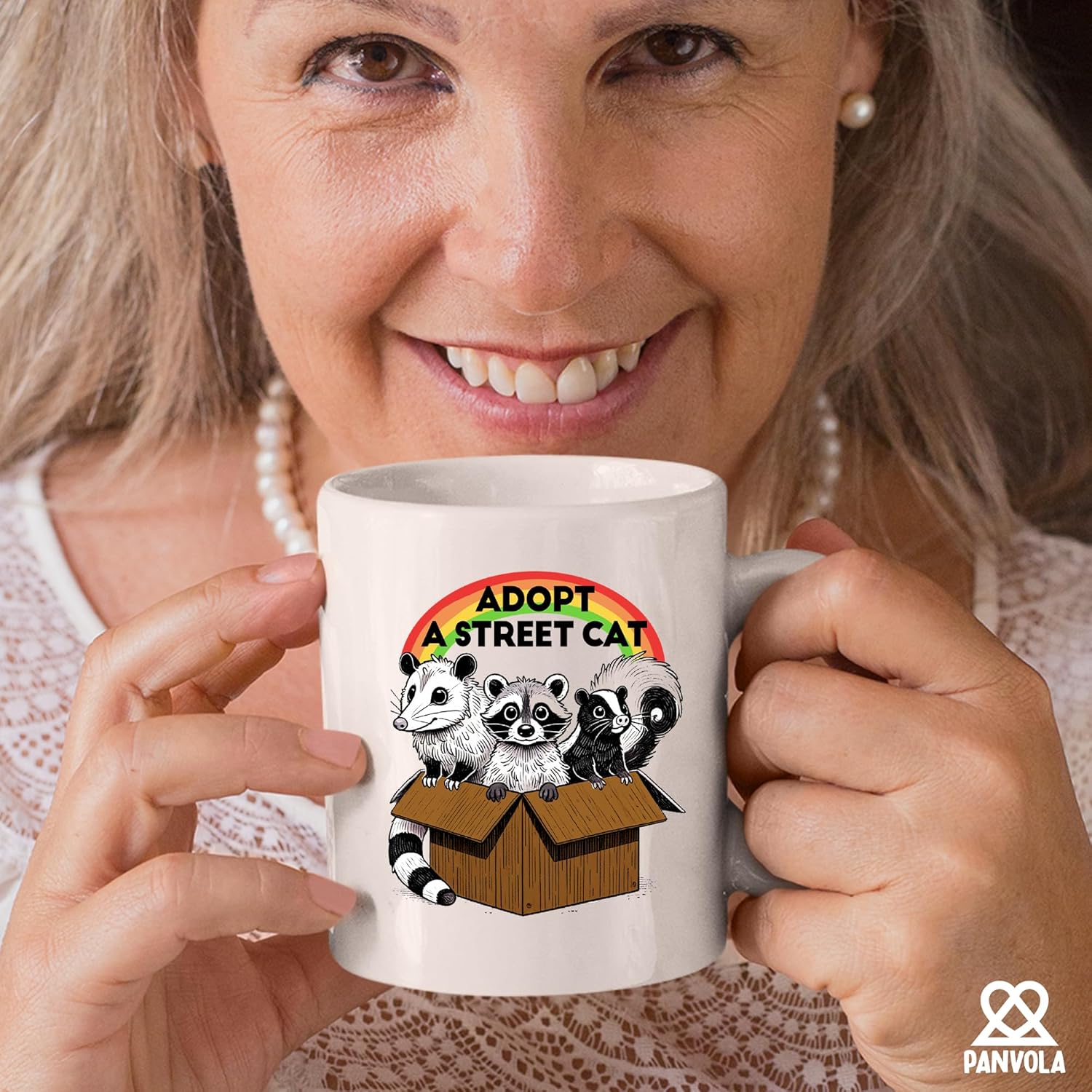 Adopt A Street Cat Funny Raccoon Lover Gifts Opossum Skunk Raccoon Mom Dad Girlfriend Boyfriend Sister Brother Novelty Drinkware Ceramic Mug 11 oz White Ceramic Mug 11 oz White - Image 6