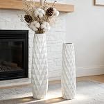 White Ceramic Floor Vase,17.7 Inches Tall Pineapple Shape Ceramic Vase with Glossy Glaze,Large White Vases for Flowers,Decorative Modern Home Décor for Living Room,Office,Dining Corner