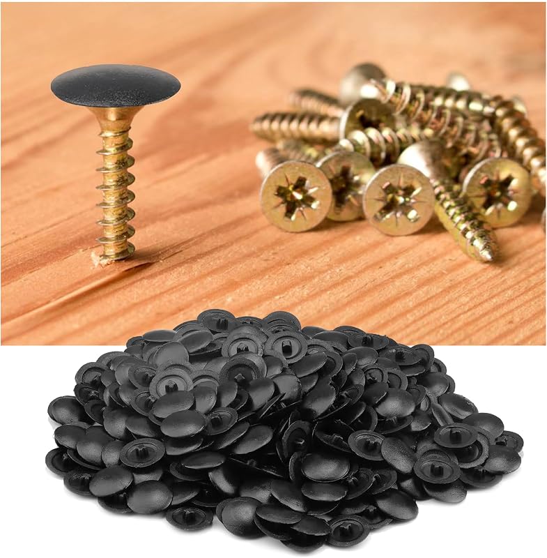 NIYATA 100 buc. capace de mascare pentru șuruburi cu cap Phillips, 12 mm, anti-rugină, plastic, negru