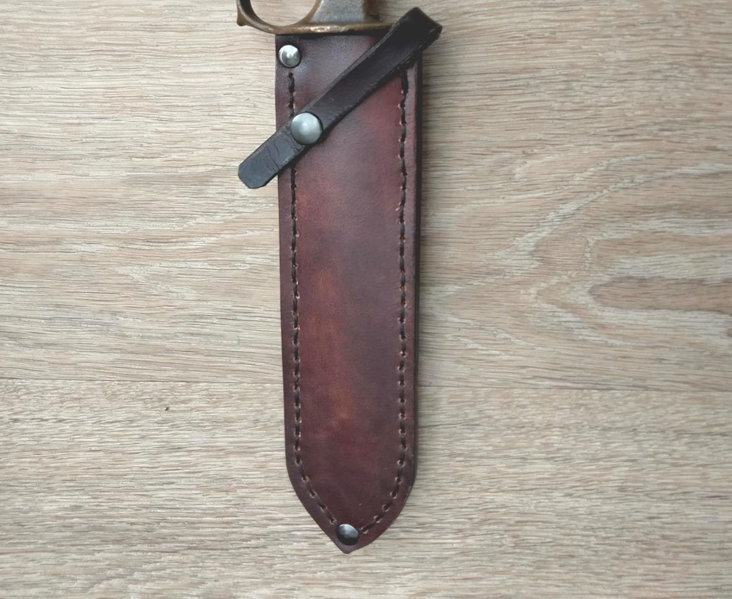 WW1 WW2 Trench Knife 1918 Leather Sheath (Brown Cross Draw)