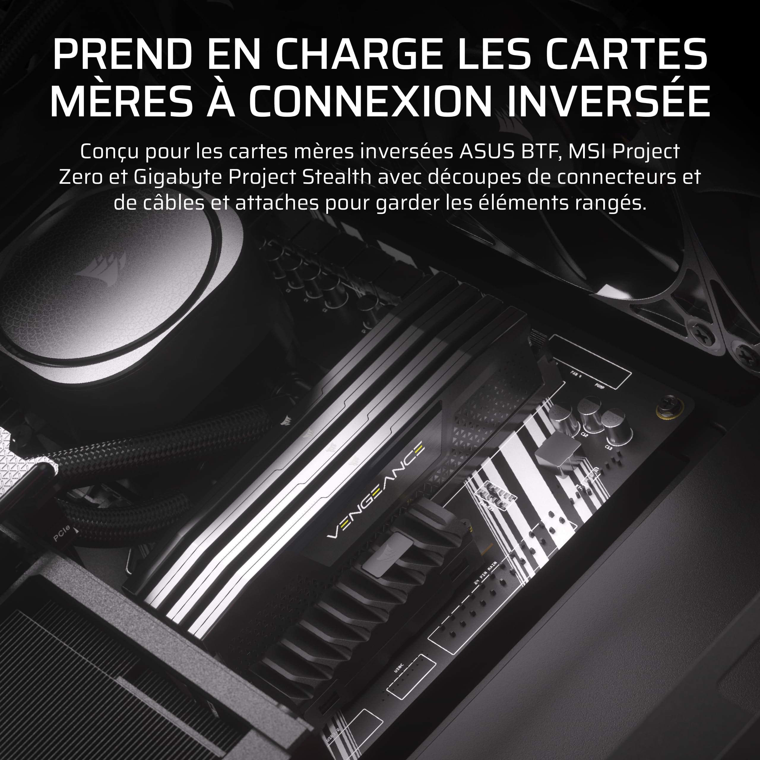 CORSAIR Frame 4000D RS ARGB Boîtier Modulaire ATX de Taille Moyenne – Noir | Débit d'air Élevé, 3x Ventilateurs RS ARGB Préinstallés, ASUS BTF, MSI Project Zero, Gigabyte Project Stealth