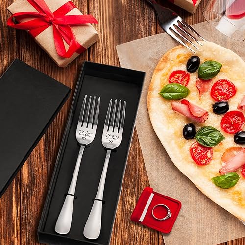 Miniatura 9 de Cibeat Tenedor de acero inoxidable con mensaje grabado creativo para el día de San Valentín regalos para aniversario regalos de San Valentín tenedor