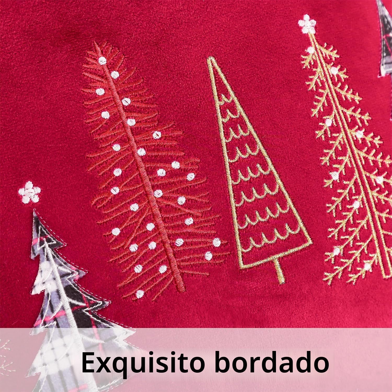 Tosleo - Juego de 2 Fundas de cojín (Terciopelo, 40 x 66 cm, Funda de Almohada, Color Rojo y Alegre Xmas, Muchos árboles de Navidad, decoración de Invierno, para sofá, Cama, Silla, salón o casa