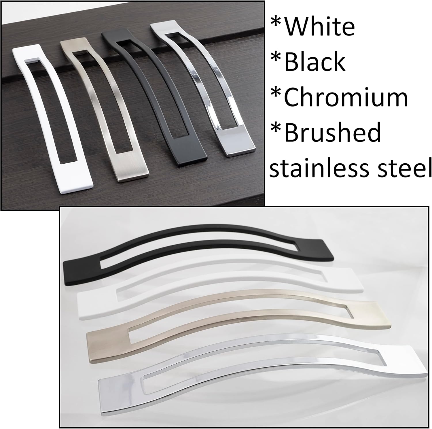 AERZETIX - C41413 – Set of 5 Furniture Handles Wheelbase 160 mm – for Door Cupboard Cupboard Drawer Interior Decoration Kitchen Living Room Assembly – Metal – White Finish