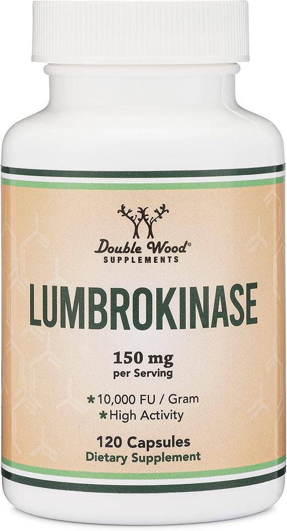 Lumbrokinase Enzymes 150mg, Circulation + Blood Flow Support, 60 Capsules
