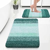 Vista 123 de OLANLY Juego de 2 alfombras de baño de 2 piezas, alfombras de baño de microfibra suave y absorbente y alfombra de inodoro con contorno