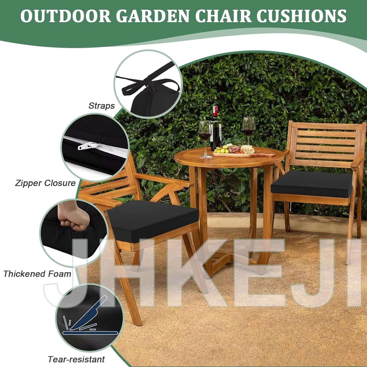 Outdoor Chair Cushions 18x18 Inch, Waterproof Outdoor Seat Cushion Replacement, Fade Resistant Patio Furniture Cushions with Ties and Hidden Zipper, 2 Inch Thick Replacement Chair Pads, Yellow White