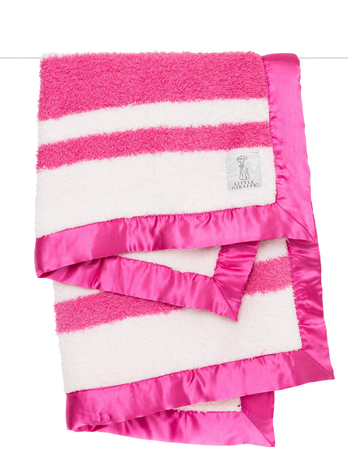 Little Giraffe Chenille Knit Baby Blanket, Raspberry