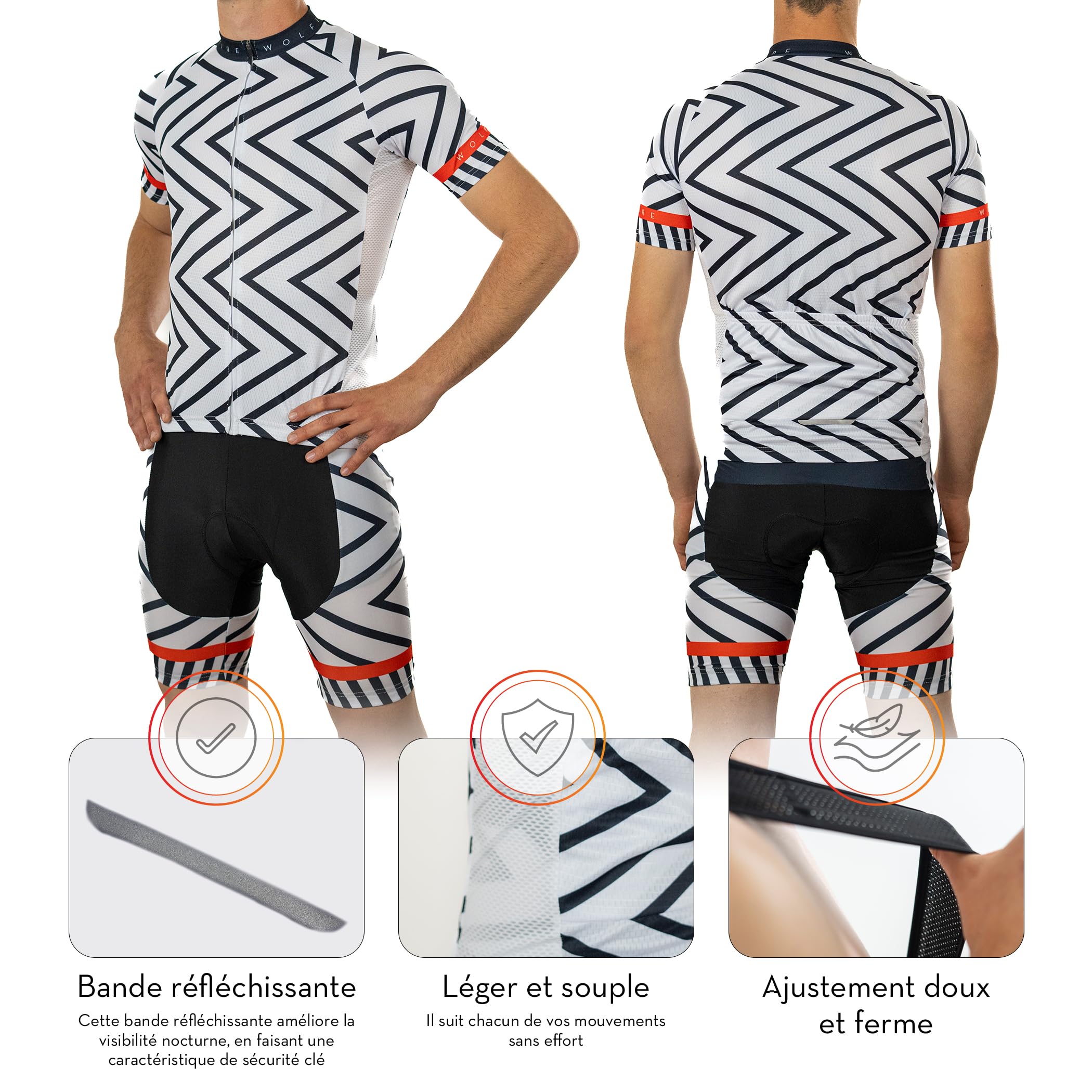 Tenue Cycliste Homme. avec Gel Pad 20D, bavette rembourrée, Tenue Velo Homme Cycliste, Tenue VTT Homme, Maillot Cyclisme Homme avec Cuissard Velo Homme Cycliste