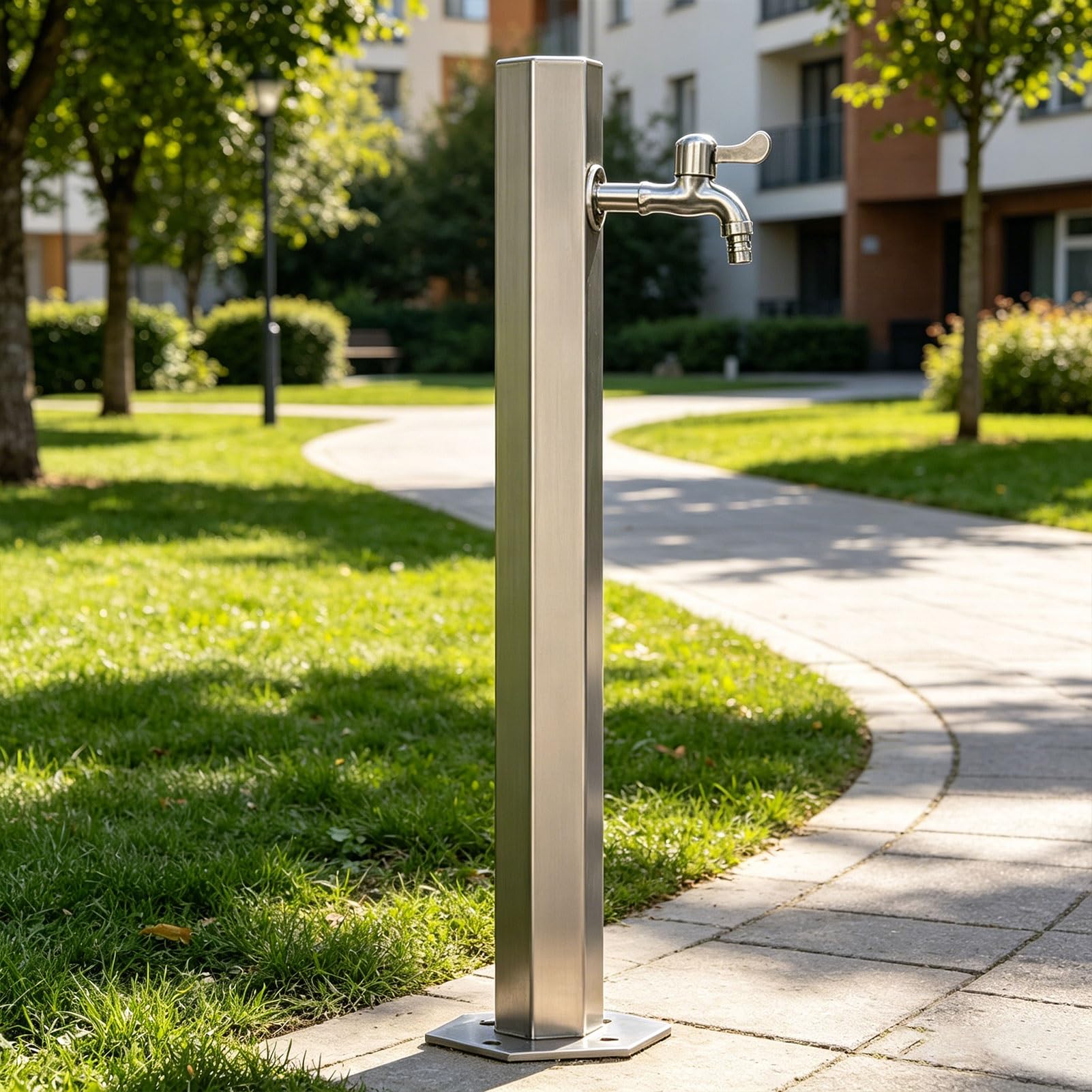 Sxbhdm One Color 304 Stainless Steel Outdoor Water Column Garden Water Tap, Freestanding Hose Stand With Faucet, Antifreeze Faucet Water For Irrigation Washing(Slim Height: 86Cm/33.9In)