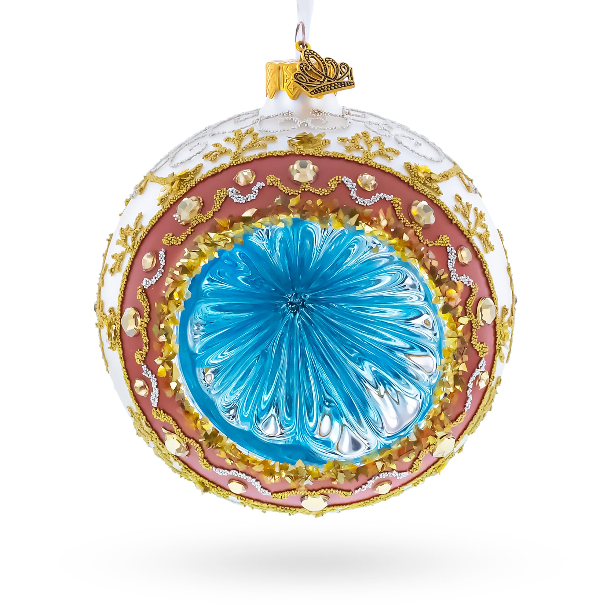 Boule de Noël blanche souvenir vintage décoration réflecteur magique