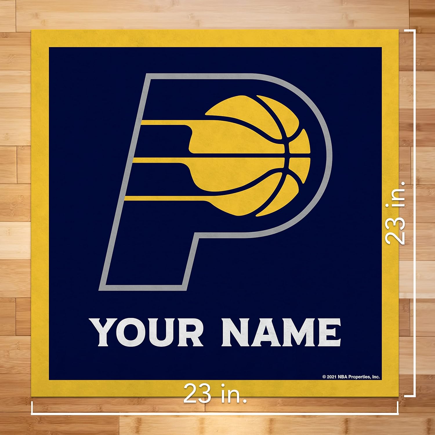 Rico Industries NBA Basketball Indiana Pacers Personalized 23" X 23" Felt Wall Banner - Sports Decor for Man Cave, Game Room, Office & Bedroom - Made in The USA