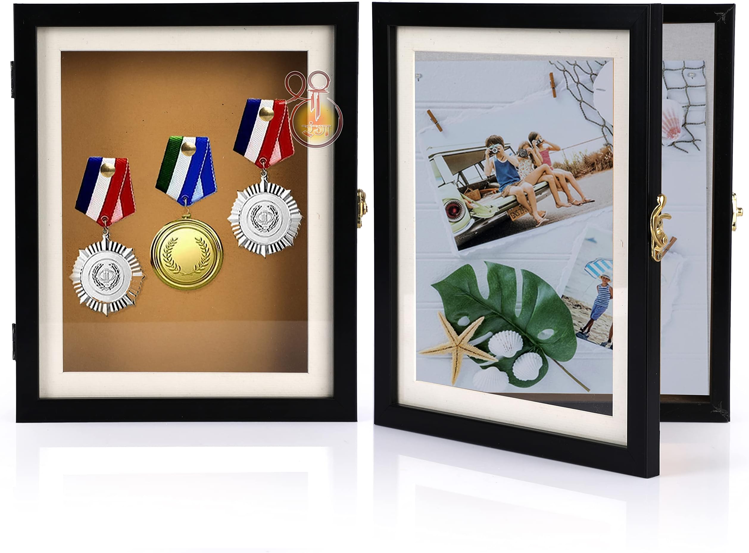 SHREERANG Shadow Box Frame for 3D Objects With Glass - Display Case for Photos, Cards, Art, Tickets, Money Bank, Medal Holder (8"x10", 1 Piece)
