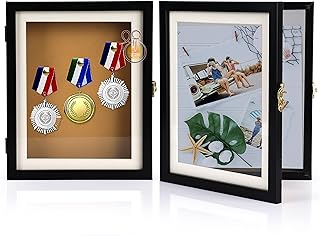 SHREERANG Shadow Box Frame for 3D Objects With Glass - Display Case for Photos, Cards, Art, Tickets, Money Bank, Medal Holder (8"x10", 1 Piece)