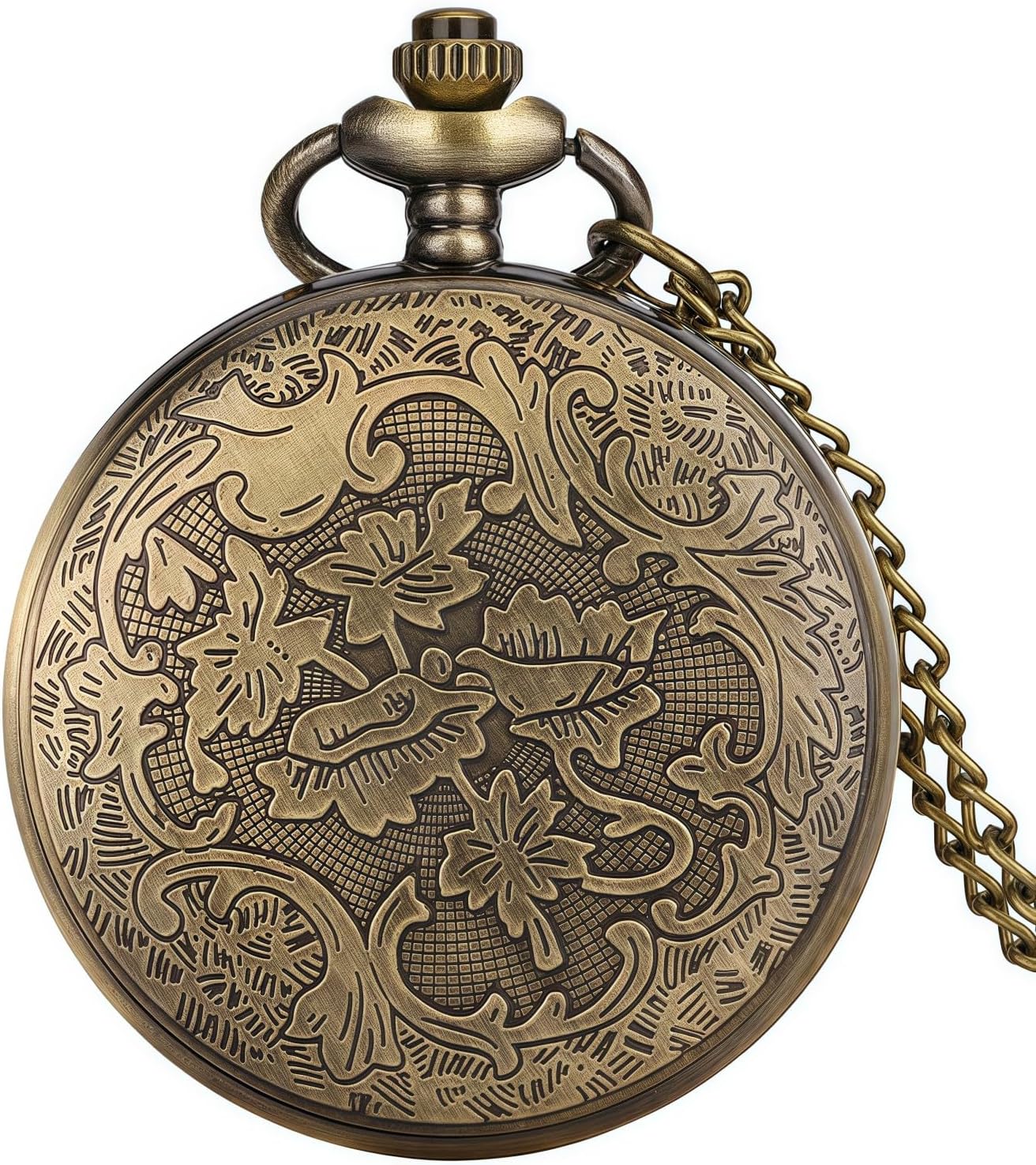 Pocket Watch with Chain Deer Reindeer Woodland/Cowboys/US Flag/Alicce Party/Wolf Birthday Christmas Gifts