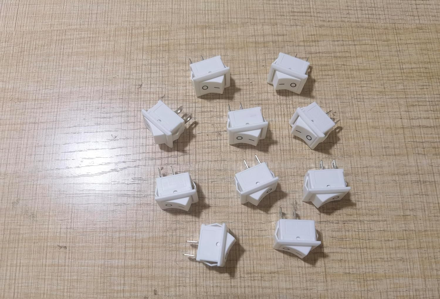 10pcs White Mini 2 Pin SPST ON-Off Rocker Switch 15x21mm S427 (White)