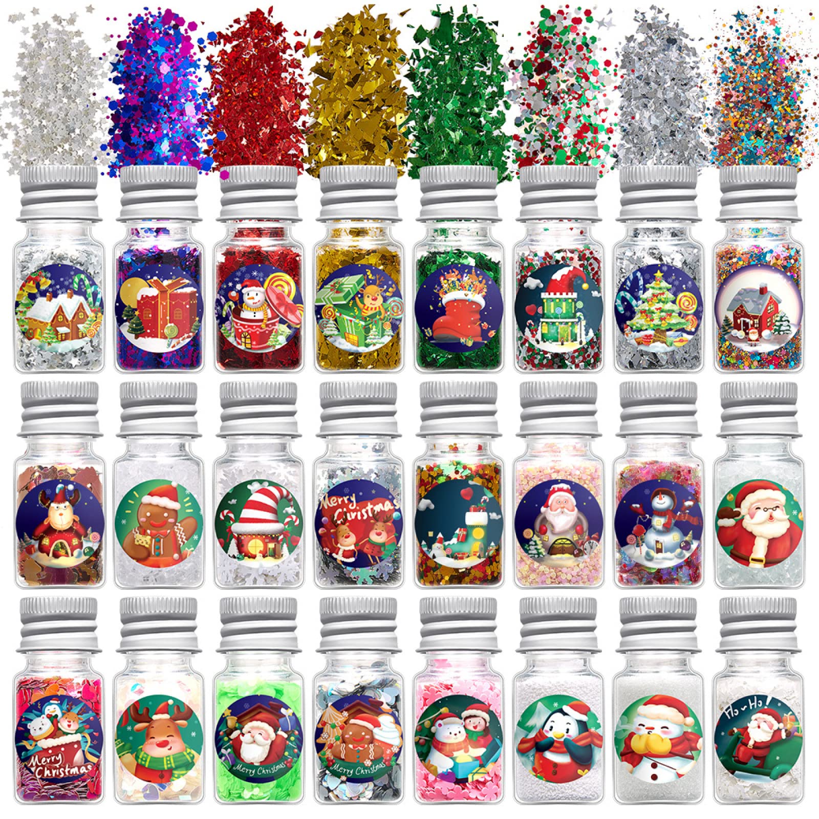 Decorazione Unghie Gioielli Per Unghie Paillettes Per Unghie Trucco Per Unghie Mix Di Paillettes Natalizie, Fiocchi Di Neve Rosa Glitter, Paillettes Pentagramma Albero Di Natale, Addobbi Natalizi