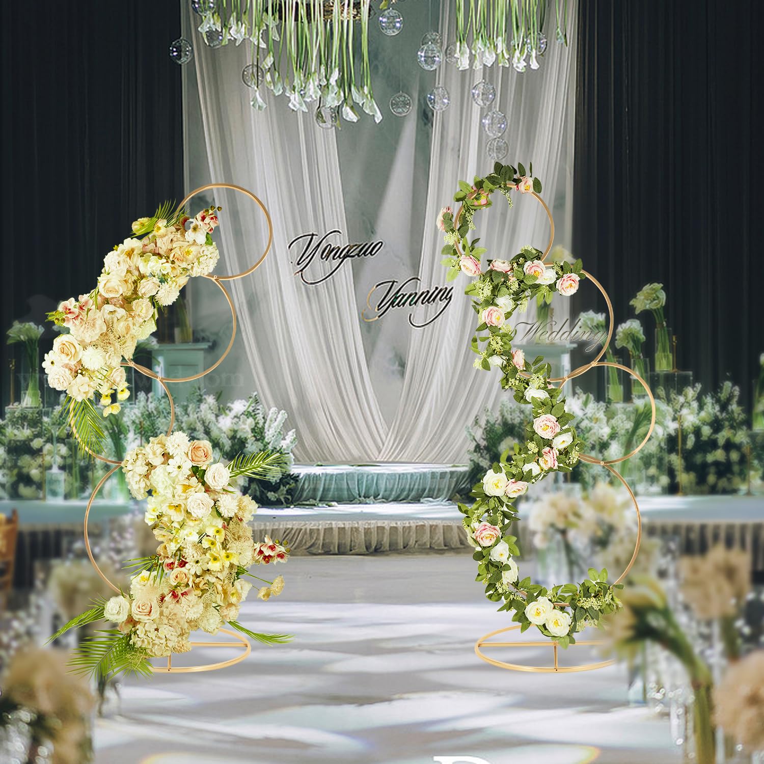 Supporto Rotondo per Arco di Palloncini Dorato da 2.1m per Sfondo Fotografico per Matrimoni, Baby Shower, Compleanni