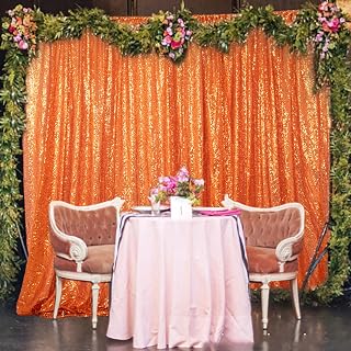 ShinyBeauty Coral Sequin Backdrop Curtain 4ft x 6ft Photo Booth Backdrop for Wedding Glitter Party Background Decoration Sequence Curtains for Christmas Backdrop Curtains (4FTx6FT, Orange)
