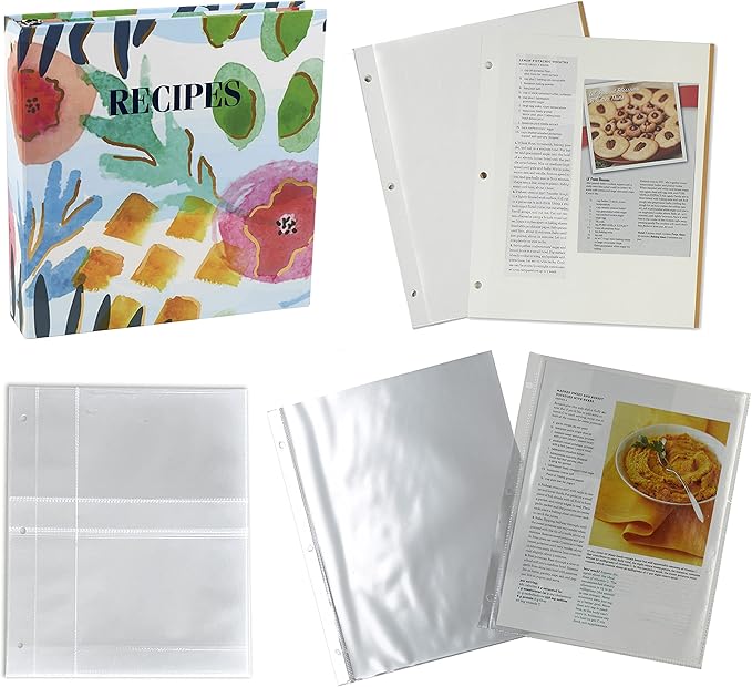 Watercolors Recipe Organizer Binder Bundle for All Your